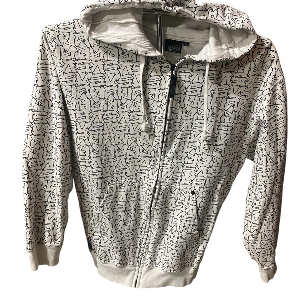 Vans White Hoodie with Black Abstract Pattern